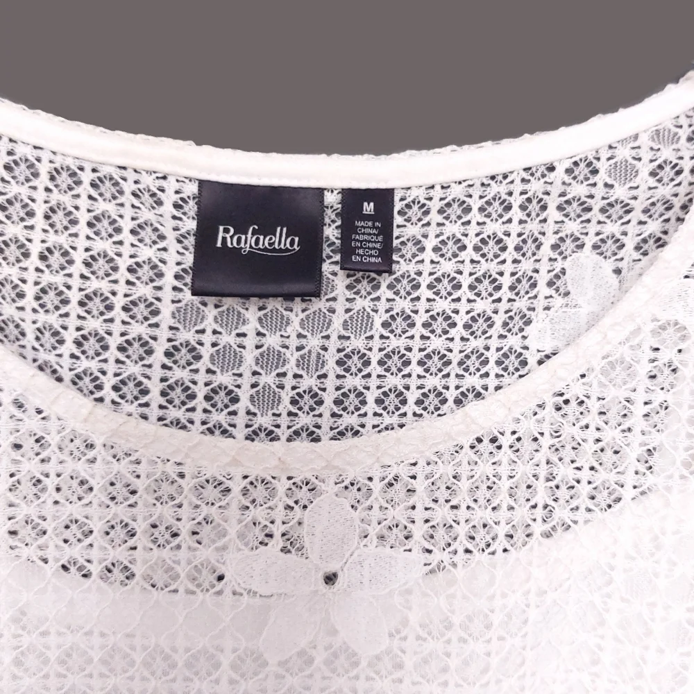 Rafaella Womens M White Crochet Over Attached Slip Tank Top - Picture 2 of 4